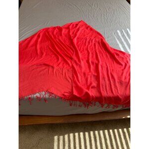 Red Fringed Lightweight Wrap Scarf